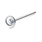 Round Stone Straight Nose Stud Silver NSKA-09